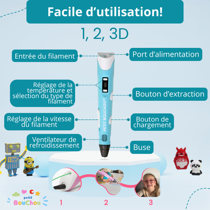 Kit de démarrage Stylo 3D – 10 filaments de couleur